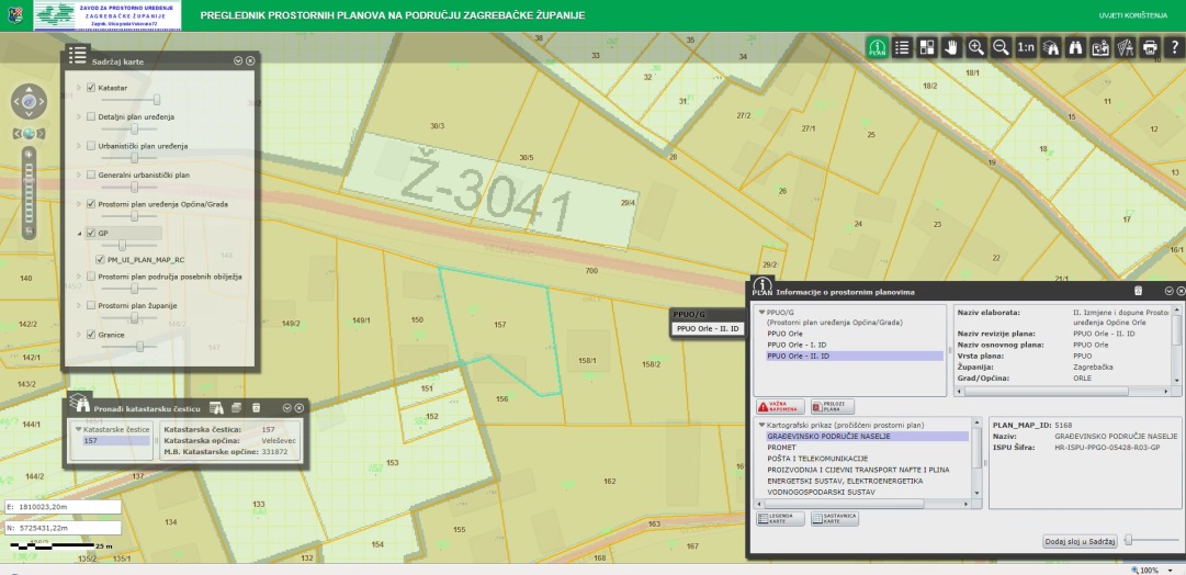Dopunjen WEB GIS preglednik prostornih planova Zagrebačke županije pretragom prema katastarskim česticama - slika 2
